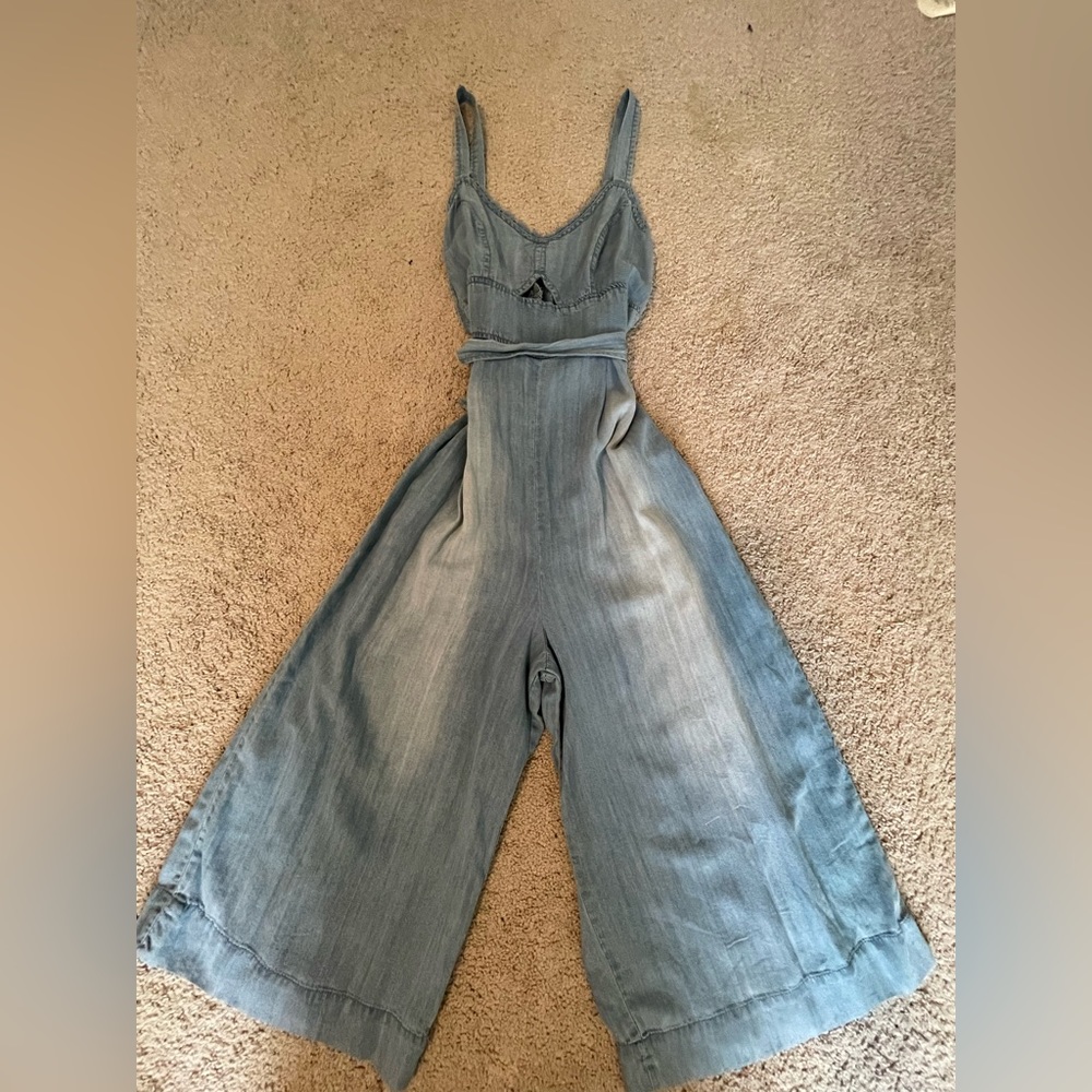 Altard State denim flared leg jumpsuit